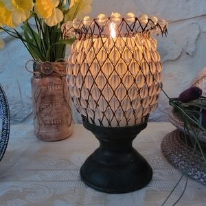 Pineapple Glass Bead Wire Candle Holder